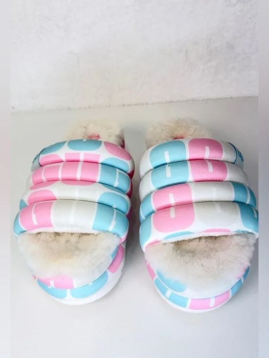 UGG Pride Maxi Platform Slide Sandal Pink Blue Size 8 multicolor Summer sandal - Picture 4 of 11